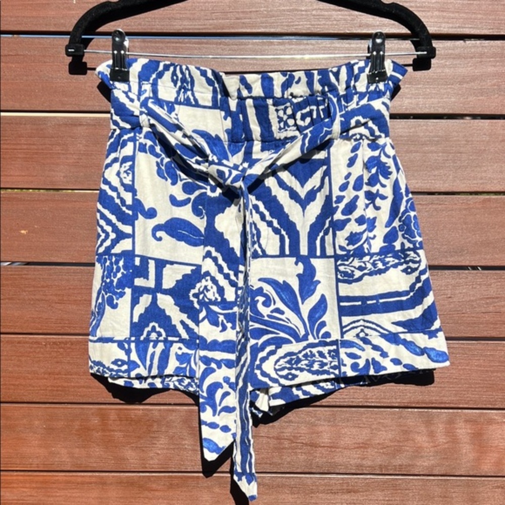 Blue and Cream Floral Shorts